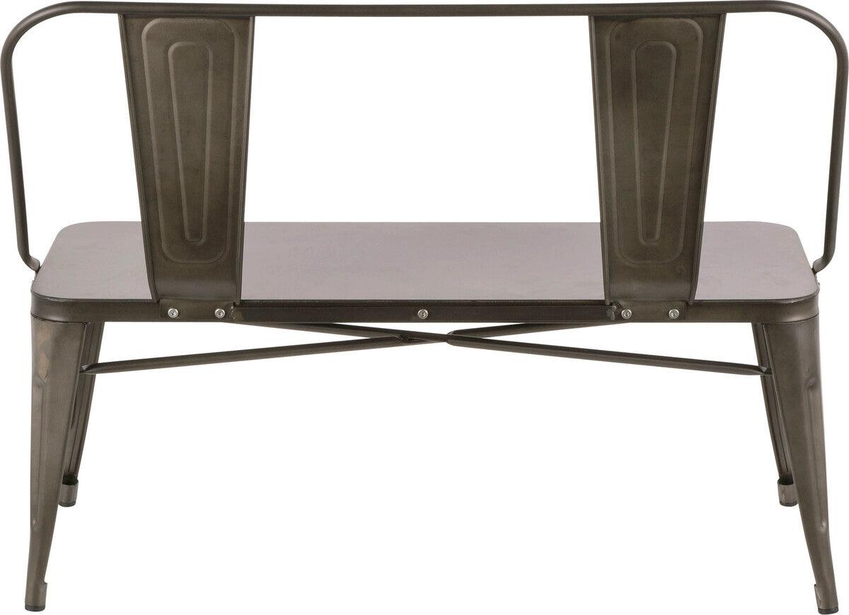 Lumisource Benches - Oregon Industrial Metal Dining/Entryway Bench with Antique Finish