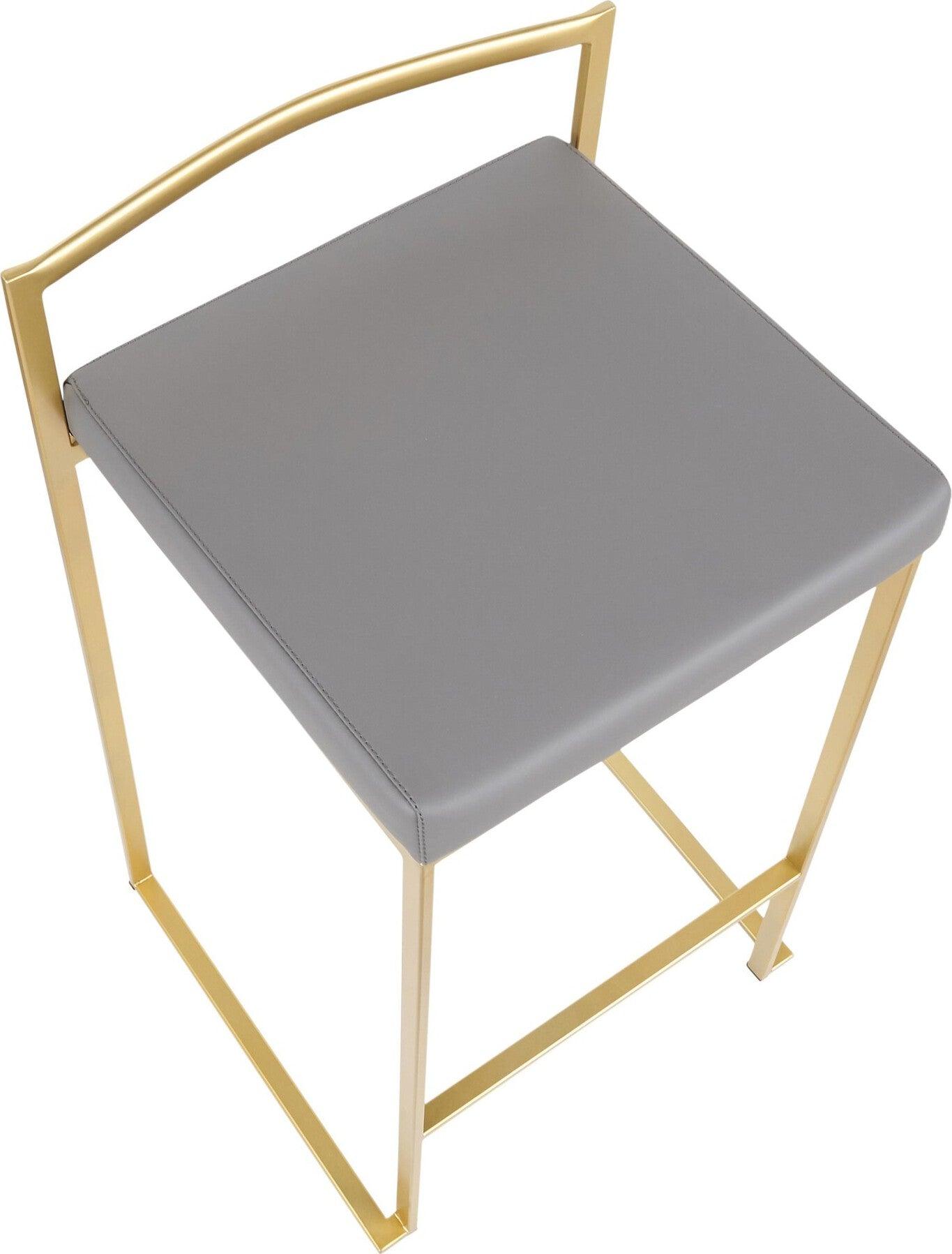 Lumisource Barstools - Fuji Stacker Counter Stool Gold & Gray (Set of 2)