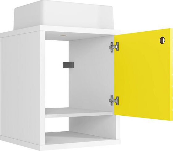 Manhattan Comfort Bathroom Vanity - Liberty Floating 17.71 Bathroom Vanity with Sink and Shelf in White and Yellow