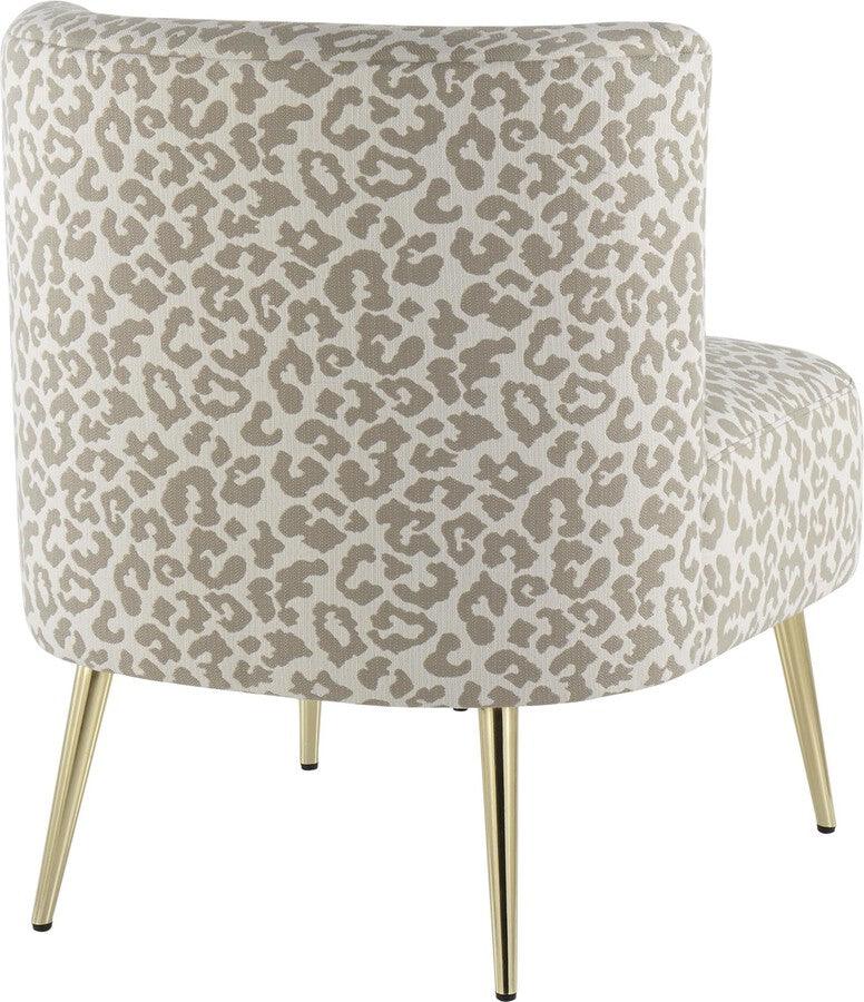 Lumisource Accent Chairs - Fran Slipper Chair 30.5" Gold Steel & Tan Leopard Fabric