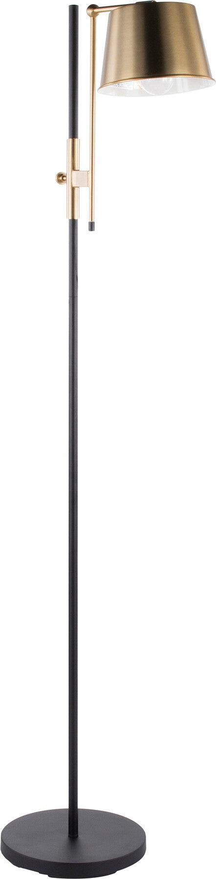 Lumisource Floor Lamps - Metric Floor Lamp Black & Antique Brass