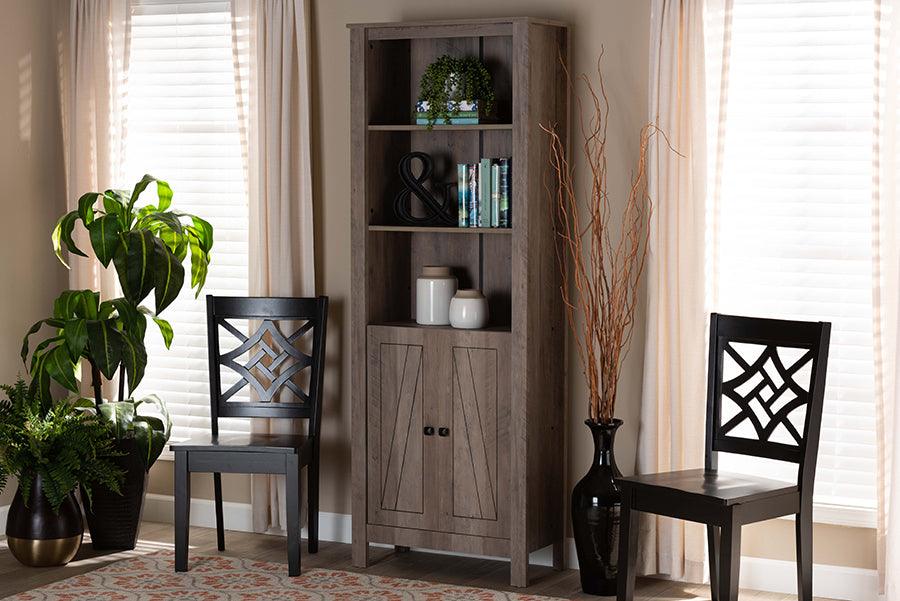 Wholesale Interiors Bookcases & Display Units - Derek Modern and Contemporary Transitional Rustic Oak Finished Wood 2-Door Bookcase