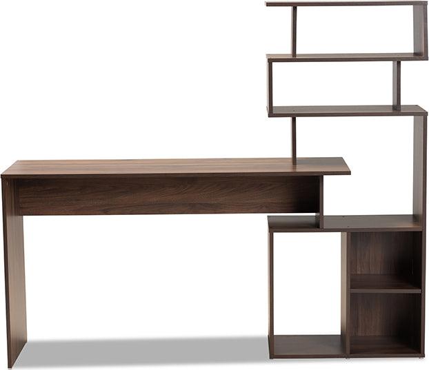Wholesale Interiors Desks - Foster Walnut Brown Finished Wood Storage Desk with Shelves