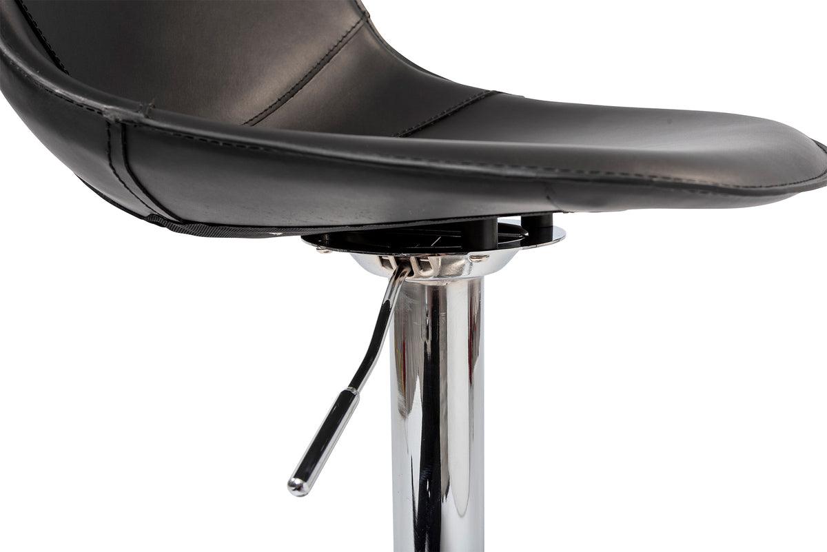 Euro Style Barstools - Rudy Adjustable Swivel Bar/Counter Stool in Black with Brushed Stainless Steel Base