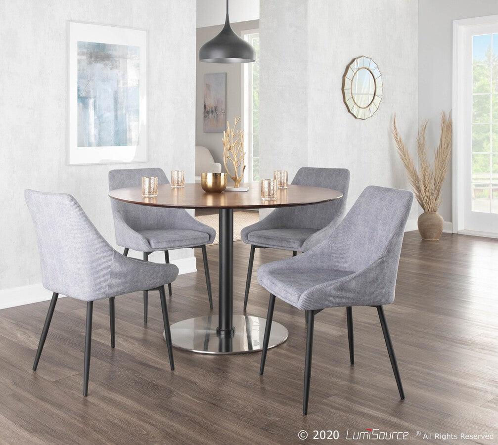 Lumisource Dining Chairs - Diana Contemporary Chair in Black Metal & Grey Corduroy Fabric - Set of 2