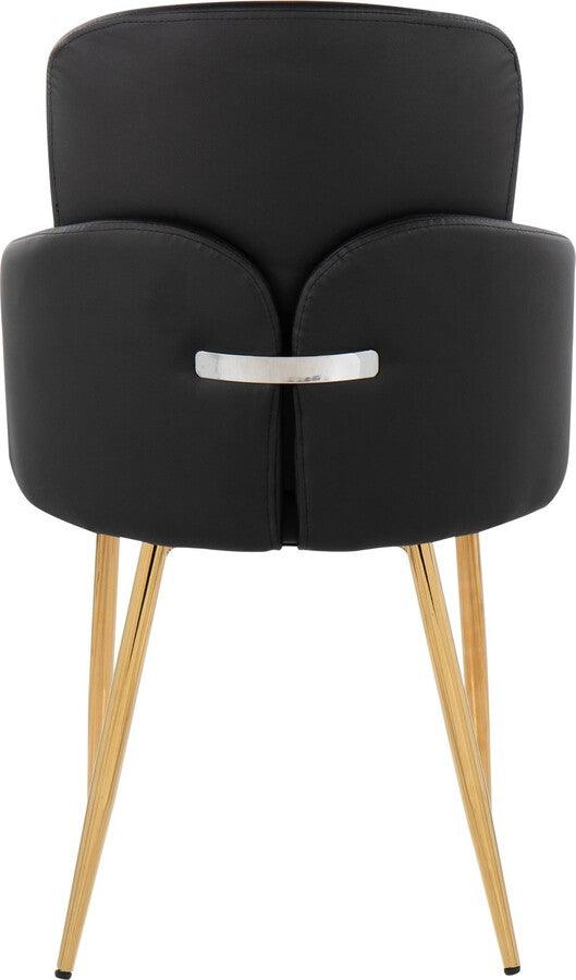 Lumisource Dining Chairs - Dahlia Contemporary Dining Chair In Gold Metal & Black Faux Leather With Chrome Accent (Set of 2)