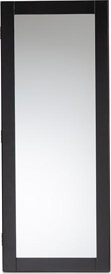 Wholesale Interiors Cabinets & Wardrobes - Pontus Modern and Contemporary Black Wood Wall-Mountable Jewelry Armoire with Mirror