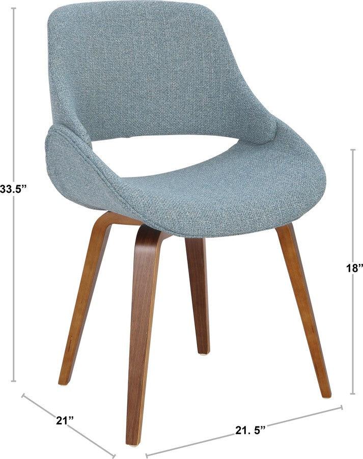 Lumisource Dining Chairs - Fabrico Mid-Century Modern Dining/Accent Chair in Walnut and Blue Noise Fabric - Set of 2