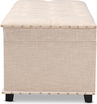 Wholesale Interiors Ottomans & Stools - Kyra Modern and Contemporary Beige Fabric Upholstered Storage Trunk Ottoman