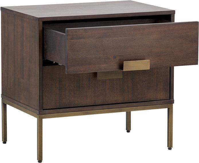 SUNPAN Nightstands & Side Tables - Jade Nightstand - Antique Brass - Dark Mango Brown