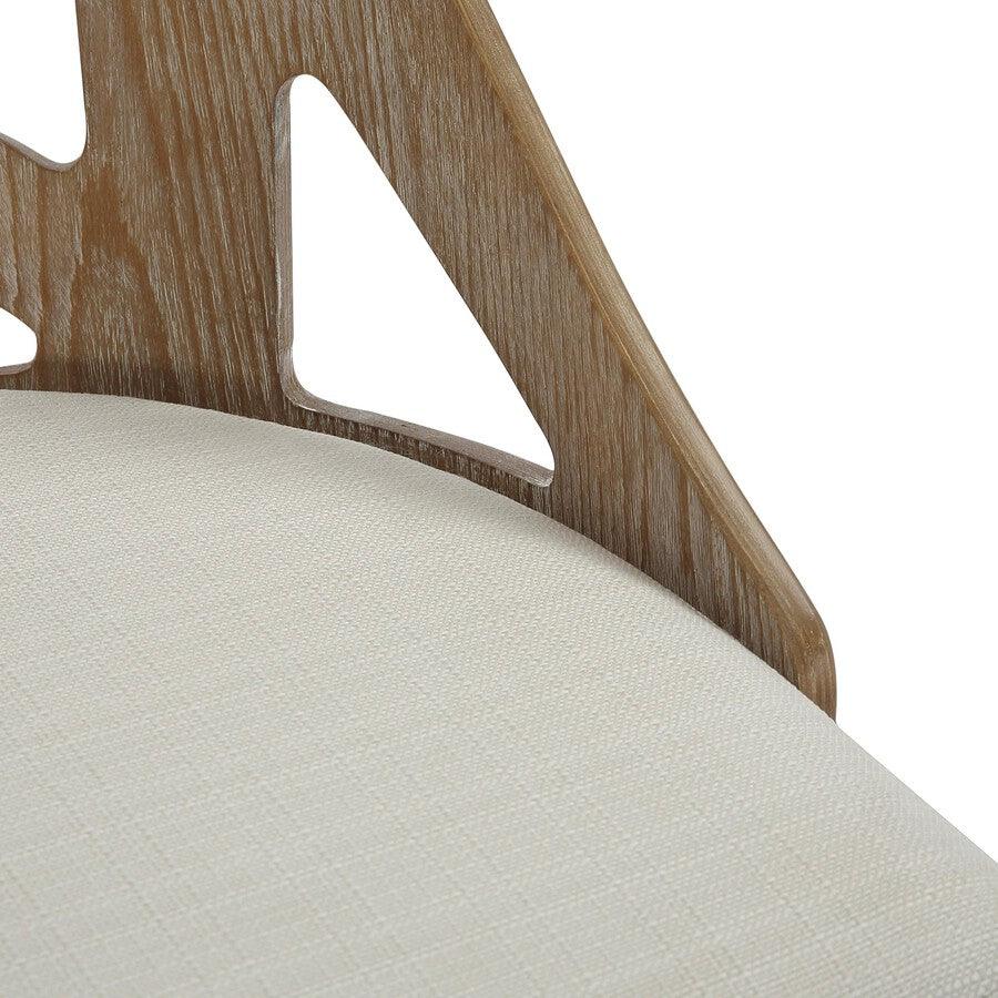 Lumisource Accent Chairs - Charlotte Farmhouse Chair In White Washed Wood & Cream Noise Fabric (Set of 2)