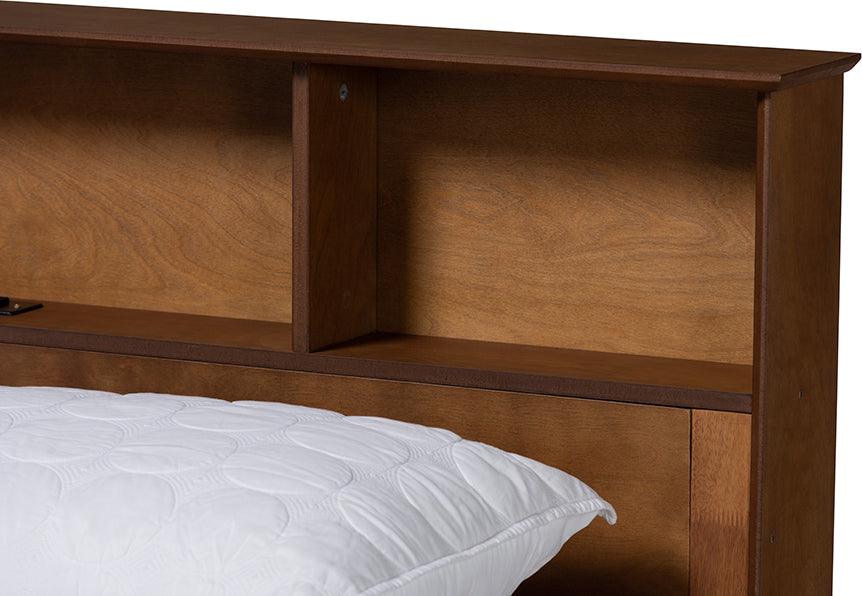 Wholesale Interiors Beds - Lochlan Mid-Century Modern Transitional Walnut Brown Finished Wood Full Size Platform Bed