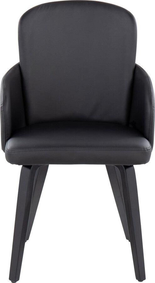 Lumisource Dining Chairs - Dahlia Contemporary Dining Chair In Black Wood & Black Faux Leather With Chrome Accent (Set of 2)