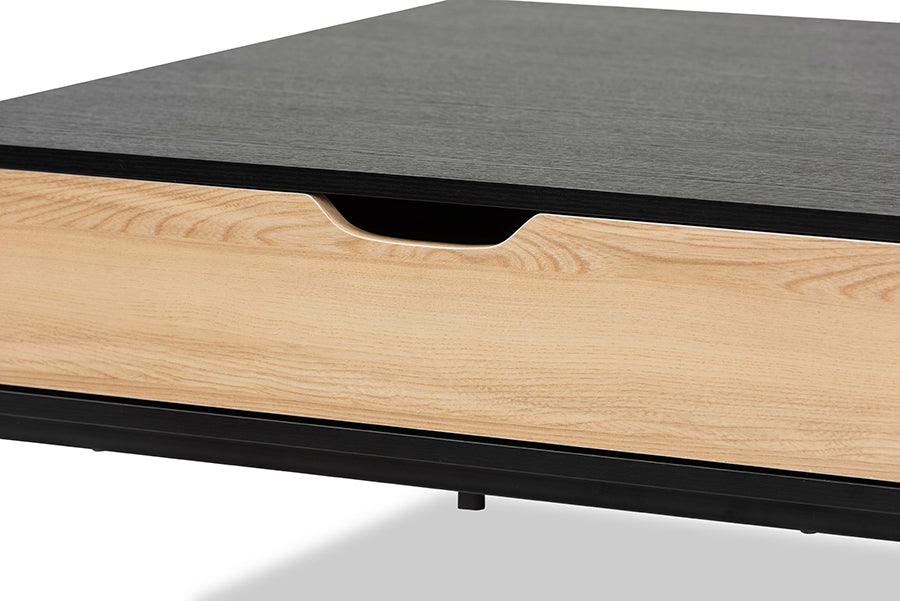 Wholesale Interiors Coffee Tables - Haben Two-Tone Oak Brown and Black Finished Wood Coffee Table