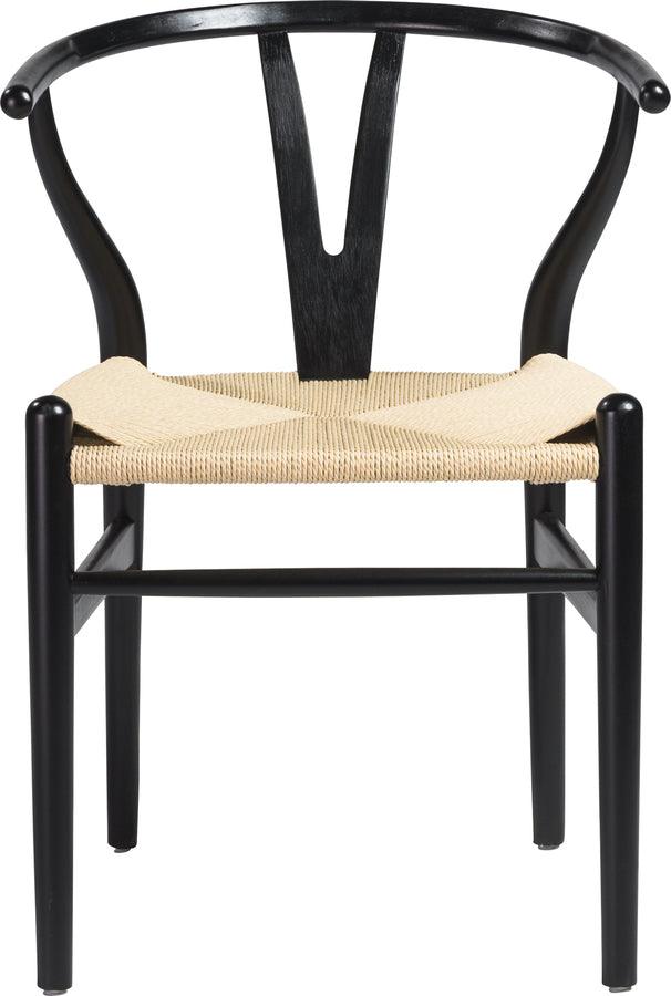 Euro Style Dining Chairs - Evelina Side Chair in Black with Natural Rush Seat - Set of 2