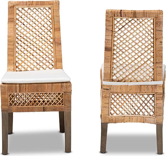 Wholesale Interiors Dining Chairs - Argos Modern Bohemian Natural Brown Rattan 2-Piece Dining Chair Set