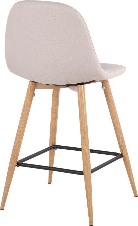 Lumisource Barstools - Pebble Counter Stool In Natural Metal & Beige Fabric (Set of 2)