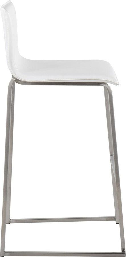Lumisource Barstools - Mara Barstool In Stainless Steel & White Faux Leather (Set of 2)
