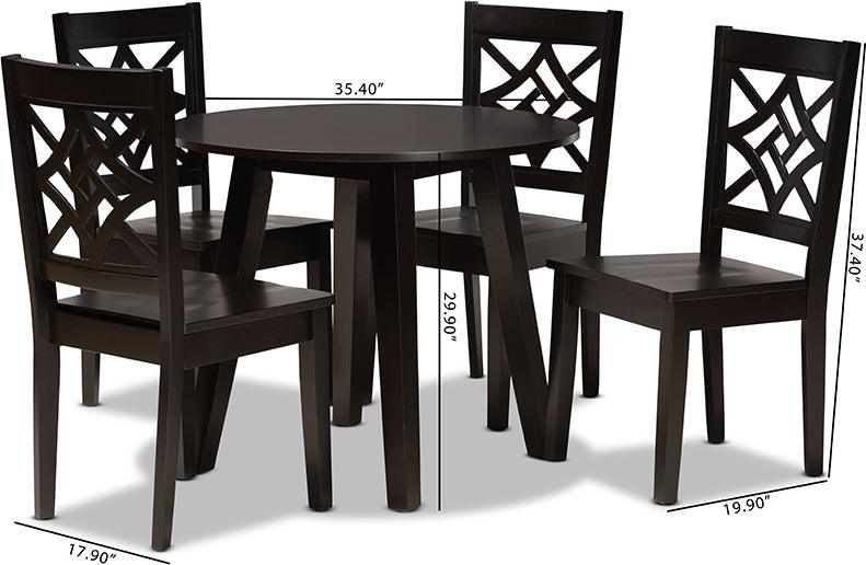 Wholesale Interiors Dining Sets - Rava Modern and Contemporary Dark Brown Finished Wood 5-Piece Dining Set