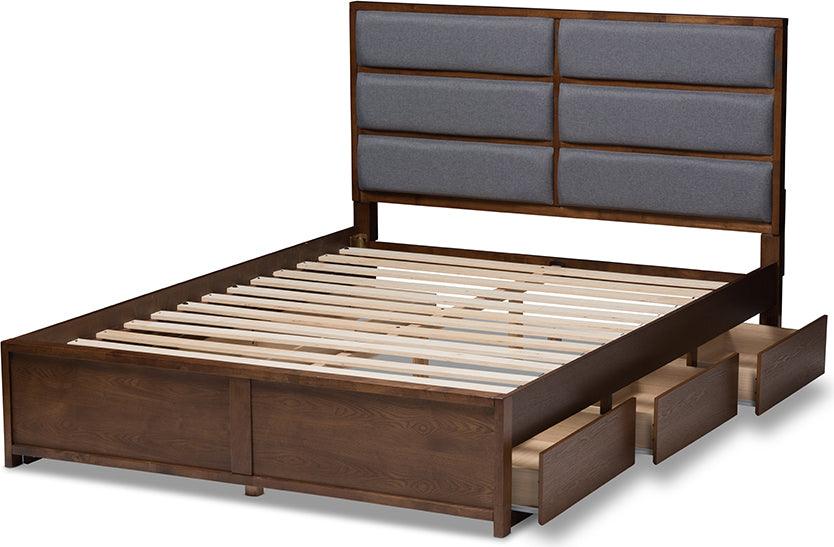 Wholesale Interiors Beds - Macey King Storage Bed Gray & Walnut Brown