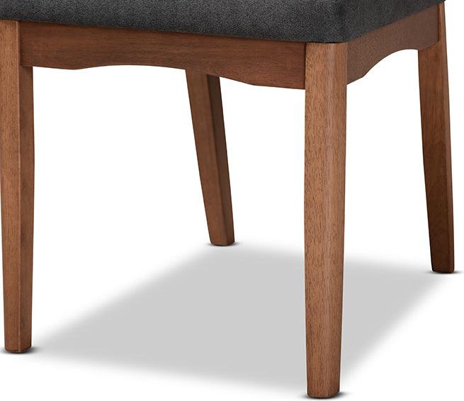 Wholesale Interiors Dining Chairs - Tara Mid-Century Modern Grey Fabric and Brown Finished Wood 2-Piece Dining Chair Set