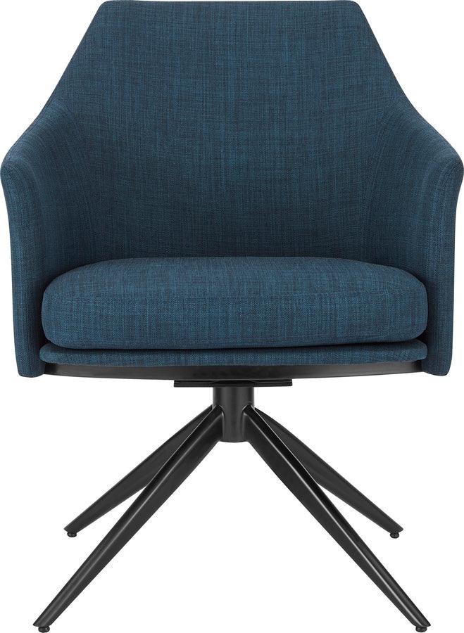 Euro Style Dining Chairs - Signa Armchair in Blue Fabric with Black Steel Base