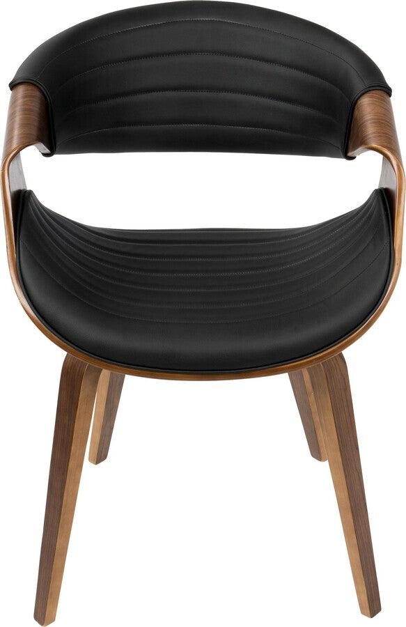 Lumisource Accent Chairs - Symphony Mid-Century Modern Dining/Accent Chair in Walnut Wood and Black Faux Leather
