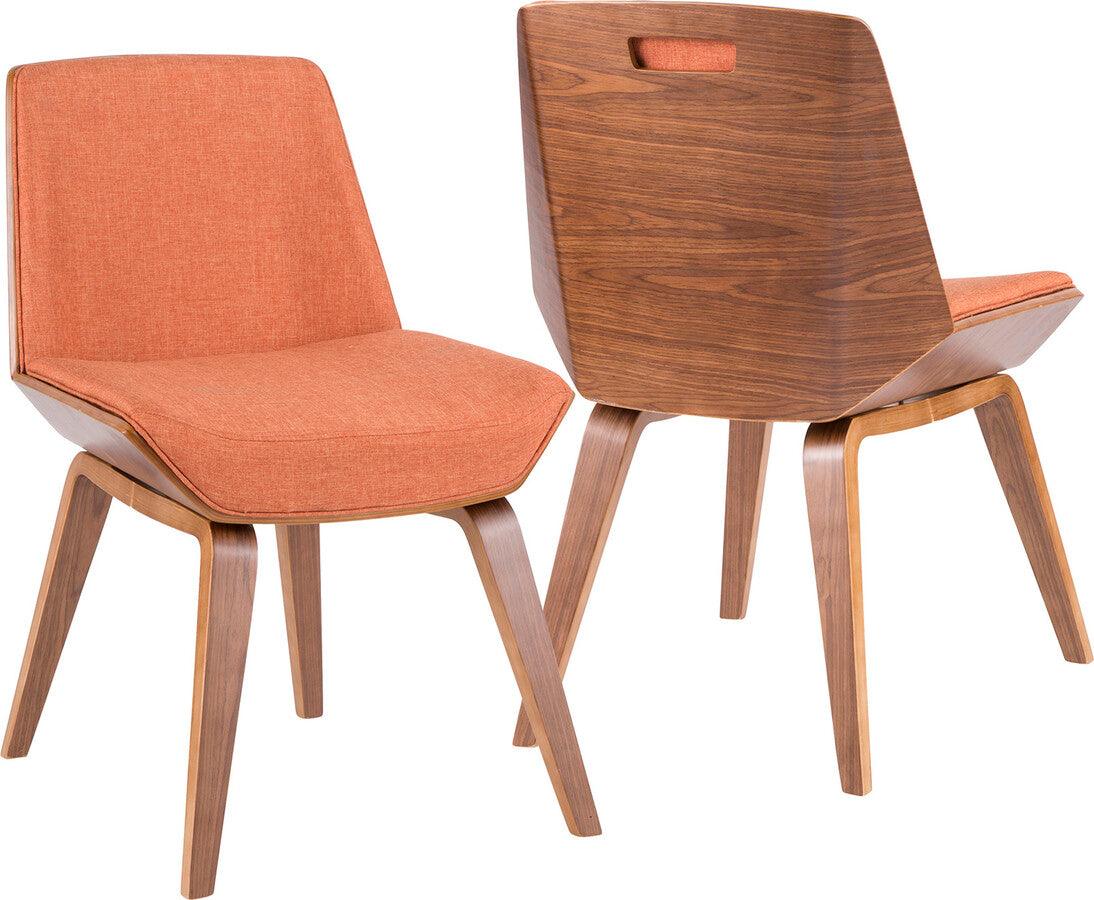Lumisource Accent Chairs - Corazza Mid-century Modern Dining/Accent Chair in Walnut and Orange