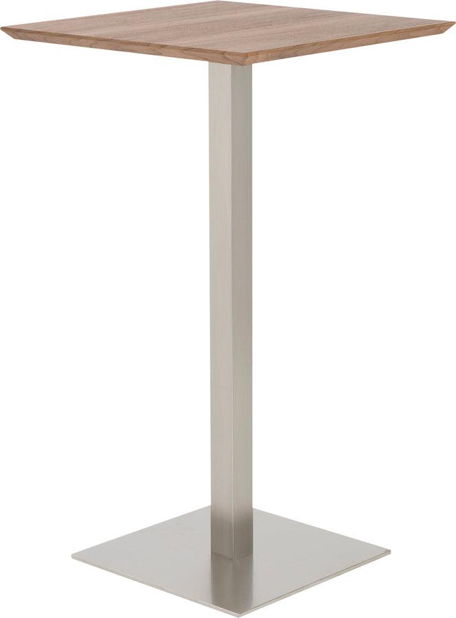 Euro Style Bar Tables - Elodie-B 24" Bar Table in Walnut with Brushed Stainless Steel Column and Base