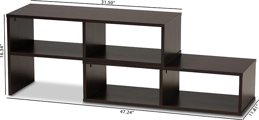 Wholesale Interiors TV & Media Units - Andor Modern and Contemporary Dark Brown Finished Adjustable 2-Piece Wood TV Stand Dark Brown
