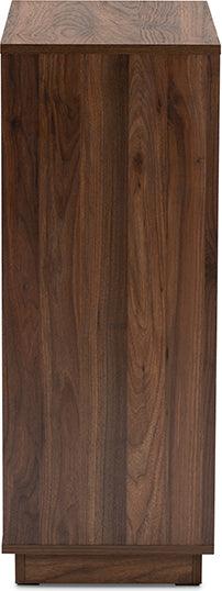 Wholesale Interiors Shoe Storage - Mette Mid-Century Modern White and Walnut 5-Shelf Wood Entryway Shoe Cabinet