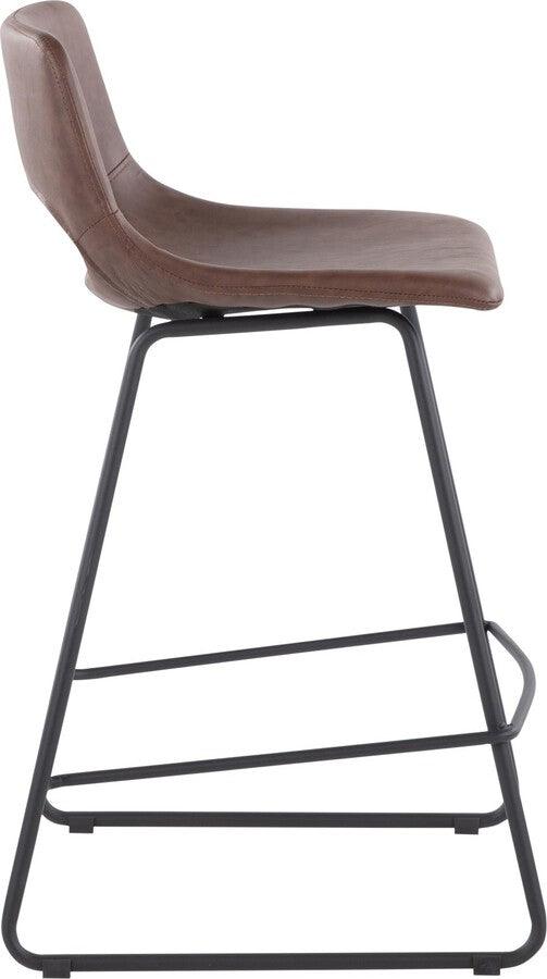 Lumisource Barstools - Robbi Counter Stool In Black Steel & Brown Faux Leather (Set of 2)