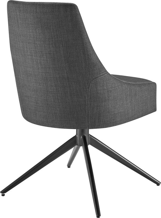 Euro Style Dining Chairs - Signa Side Chair in Charcoal Fabric with Black Steel Base