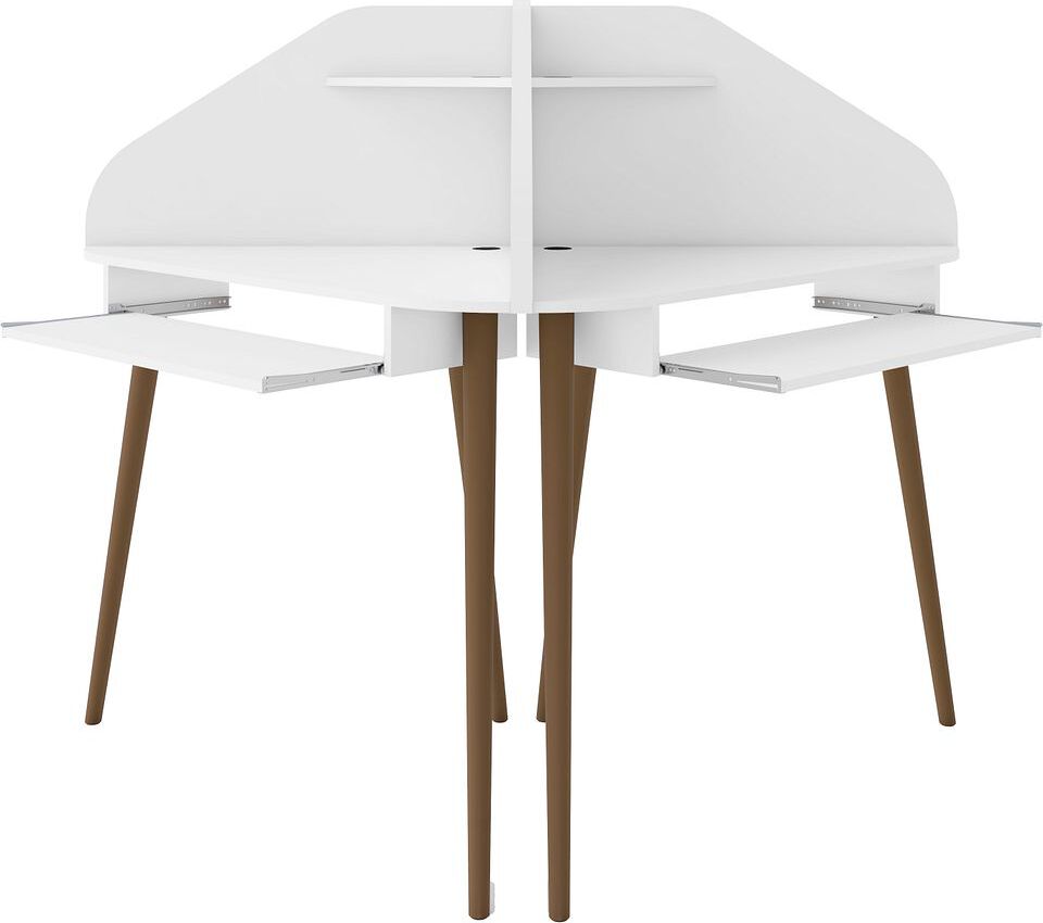 Manhattan Comfort Desks - Bradley 4-Piece Round Sectional Cubicle Desk White