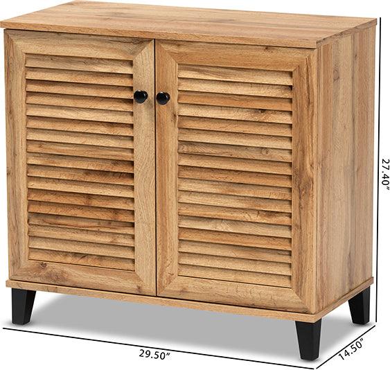 Wholesale Interiors Shoe Storage - Coolidge Oak Brown Finished Wood 2-Door Shoe Storage Cabinet