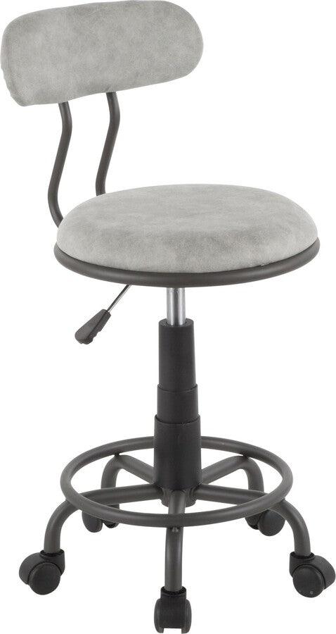 Lumisource Task Chairs - Swift Industrial Task Chair in Grey Metal and Light Grey Faux Leather