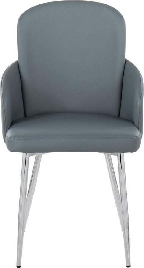 Lumisource Dining Chairs - Dahlia Contemporary Dining Chair In Chrome Metal & Grey Fabric With Chrome Accent (Set of 2)