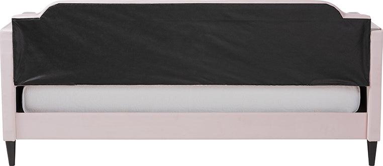 Wholesale Interiors Daybeds - Kaya Modern and Contemporary Light Pink Velvet Fabric and Dark Brown Finished Wood Full Size Daybed