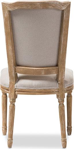 Wholesale Interiors Dining Chairs - Cadencia French Cottage Weathered Oak Finish Wood and Beige Fabric Dining Side Chair