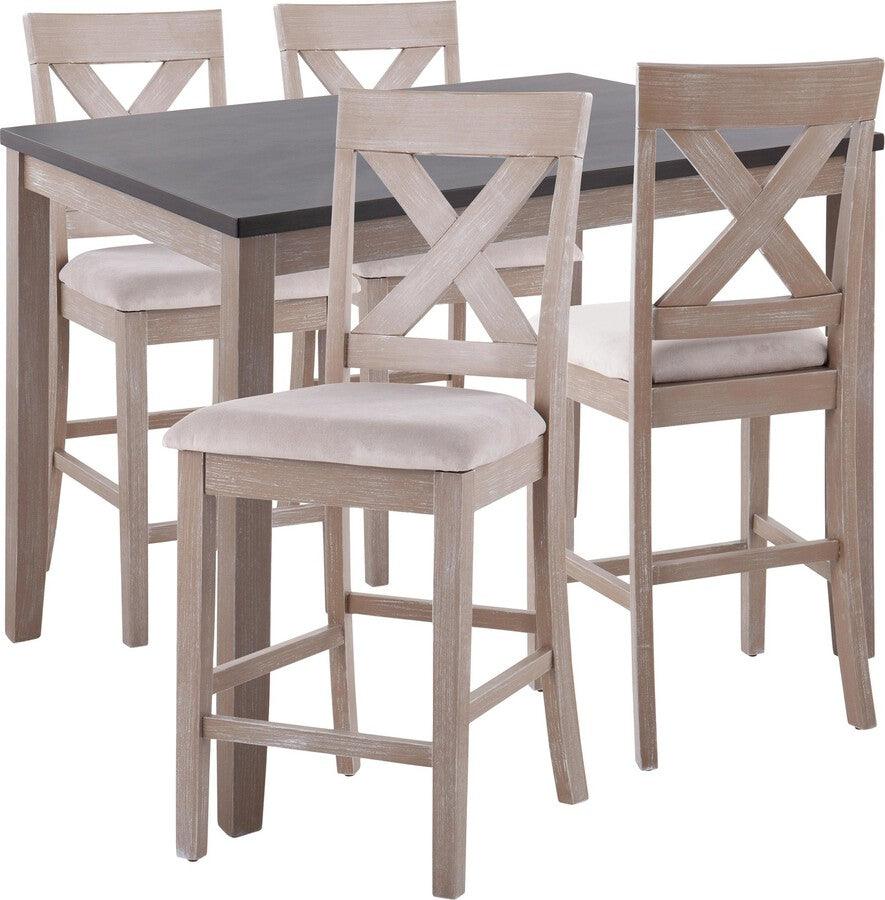 Lumisource Dining Sets - Harper 5-Piece Contemporary Counter Set in Grey and Espresso Wood with Grey Fabric