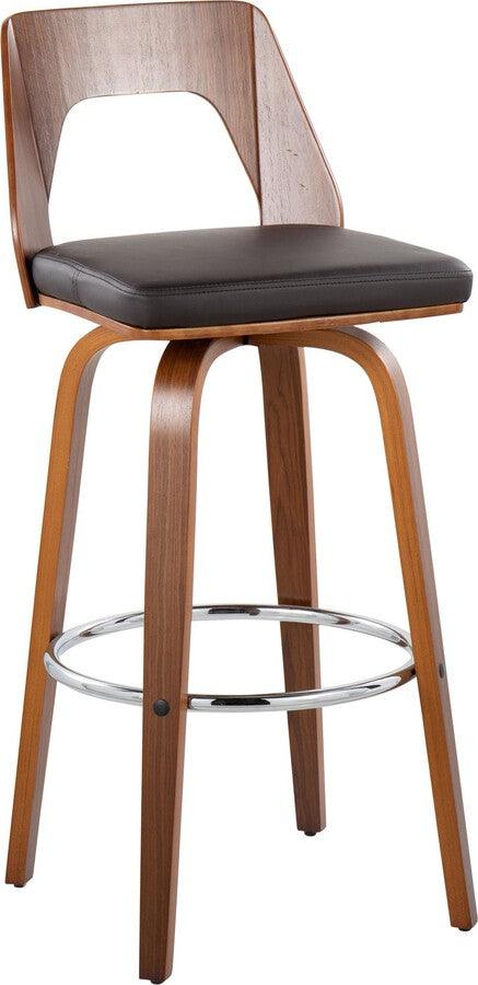 Lumisource Barstools - Trilogy Barstool In Walnut & Brown Faux Leather (Set of 2)