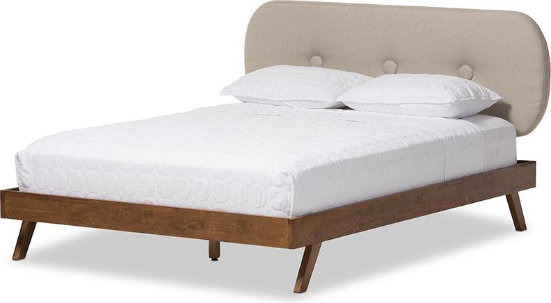 Wholesale Interiors Beds - Penelope Queen Bed Light Beige/Walnut' Brown