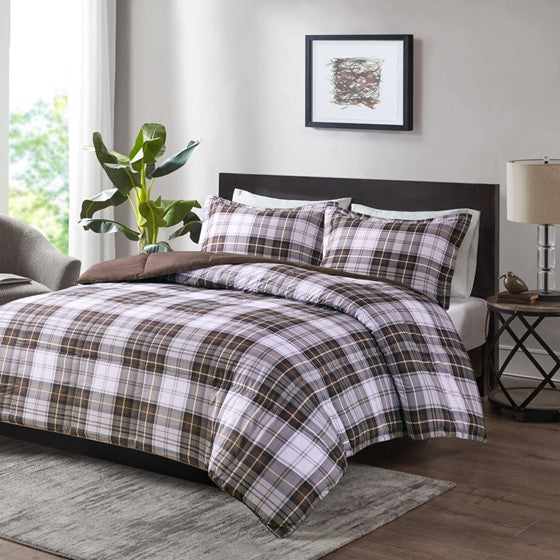 Olliix.com Comforters & Blankets - 3M Scotchgard Down Alternative All Season Comforter Set Brown Full/Queen