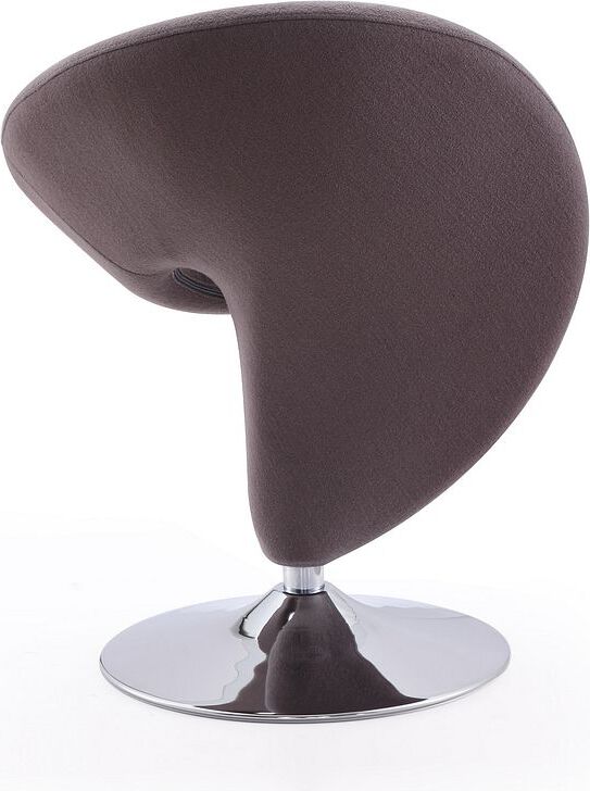 Manhattan Comfort Accent Chairs - Curl Grey and Polished Chrome Wool Blend Swivel Accent Chair