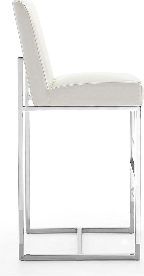 Manhattan Comfort Barstools - Element 42.13 in. Pearl White and Polished Chrome Stainless Steel Bar Stool (Set of 3)