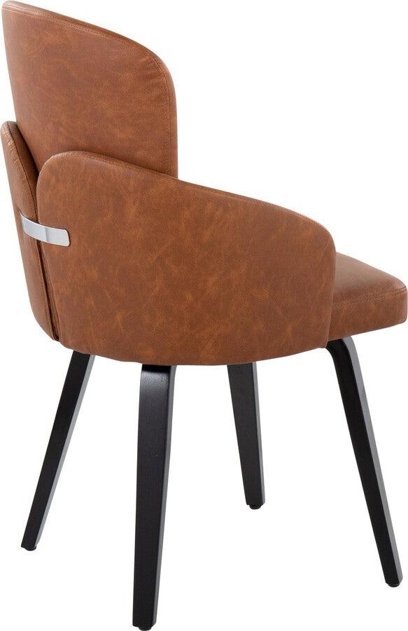 Lumisource Dining Chairs - Dahlia Contemporary Dining Chair In Black Wood & Camel Faux Leather With Chrome Accent (Set of 2)