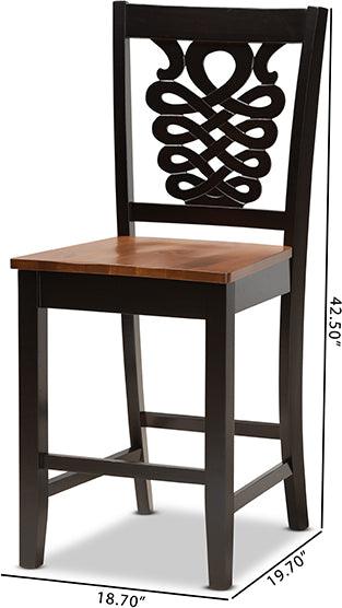 Wholesale Interiors Barstools - Gervais Two-Tone Dark Brown and Walnut Brown Finished Wood 2-Piece Counter Stool Set