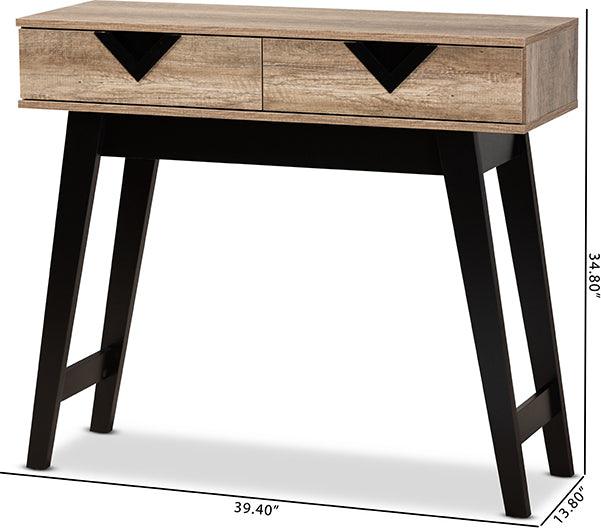 Wholesale Interiors Consoles - Wales Modern and Contemporary Light Brown Finished Wood 2-Drawer Console Table