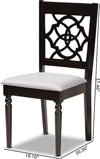Wholesale Interiors Dining Chairs - Renaud Contemporary Grey Fabric and Brown Wood 2-Piece Dining Chair Set