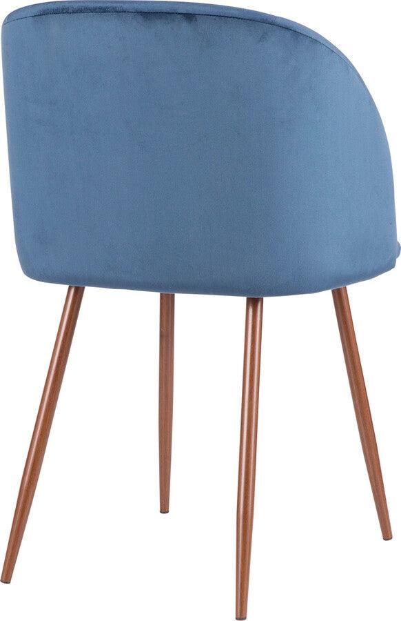 Lumisource Dining Chairs - Fran Contemporary Dining Chair in Walnut and Blue Velvet - Set of 2